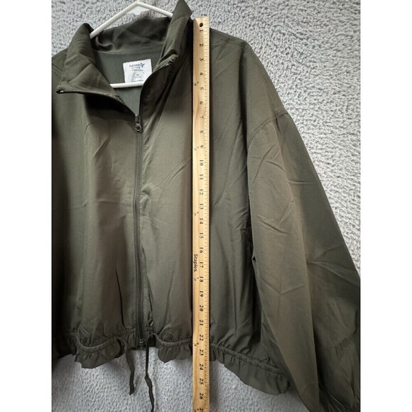 Old Navy Rain Jacket Womens 2X Green Full Zip Mock Neck Mesh Lining Windbreaker - Picture 3 of 11